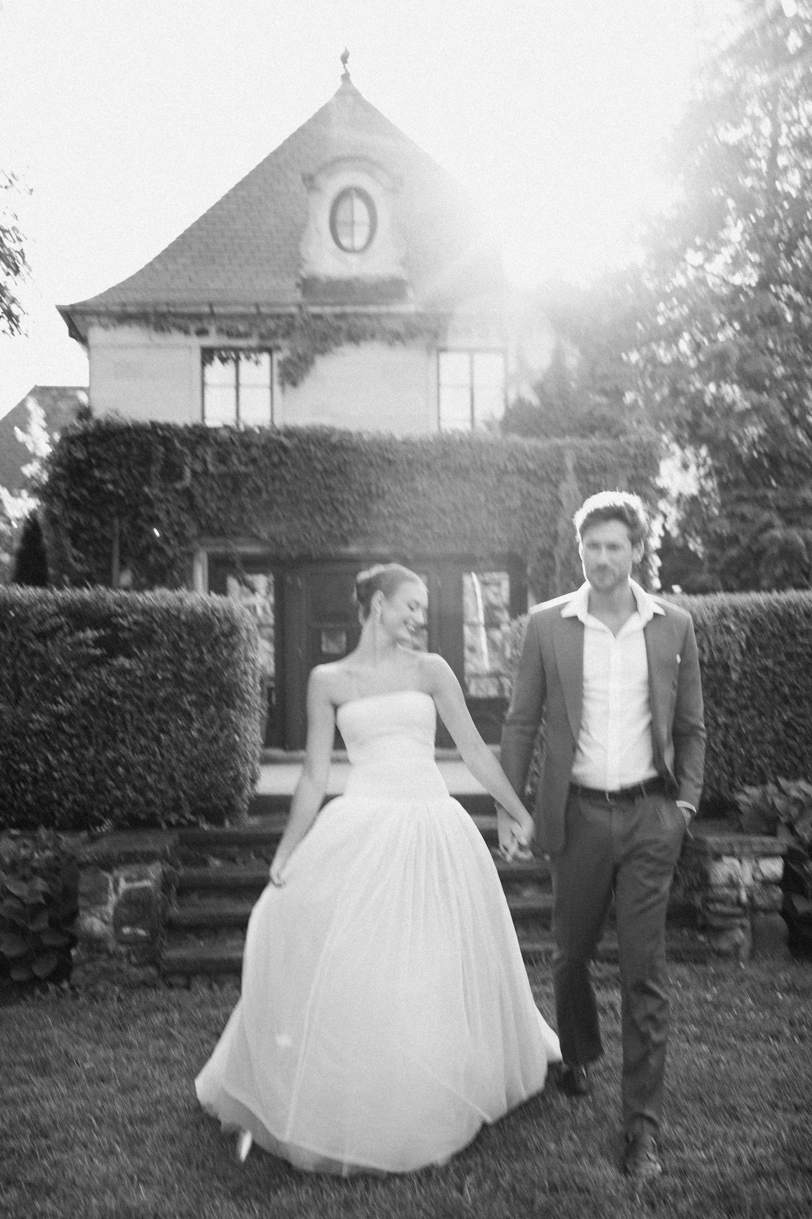 Bride and groom at Greencrest Manor.